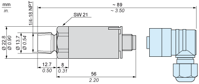 Elektroniskie spiediena sensors,  sensor XMLG, 0...6 bar, 1/4" NPT male, 24 V, 4...20 mA, XMLG006D23 alt_view_2
