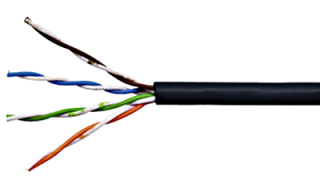 U/UTP Cable Cat.6, 4x2xAWG23/1, PE OUTDOOR, black, Box 305m, HSEKU423E3 Schrack Technik