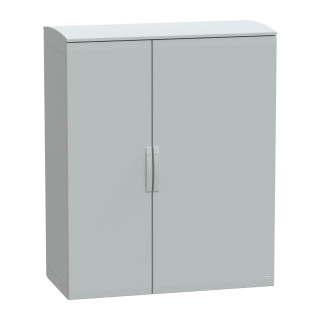 Floor standing polyester enclosure, PanelSeT PLA, plain door, ventilated canopy, 1500x1250x620mm, IP44, IK10 main