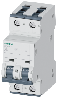 Miniature circuit breaker 400 V 6 kA, 2-pole, C, 40 A, D=70 mm, 5SY6240-7, Siemens main