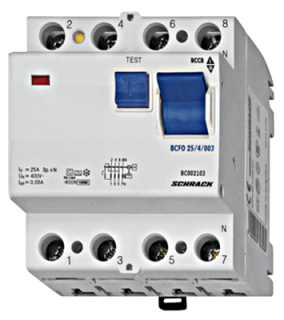 Residual current circuit breaker 63A, 4-p, 30mA,type A,6kA
