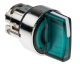 Head for illuminated selector switch, Harmony XB4, chromium metal, green handle, 22mm, universal LED, 3 positions, left to center alt_view_2