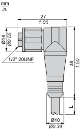 Pre wired connectors XZ, elbowed female, 1/2"20 UNF, 3 pins, cable PVC 5 m, XZCPA1965L5 alt_view_2