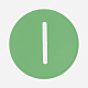 Button plate flat with inscription, green with white " I " main