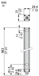 Safety light curtain type 4, XUSL For hand protection, Long sensing range, Hp = 910 mm, R=30 mm, XUSL4E30H091L alt_view_2