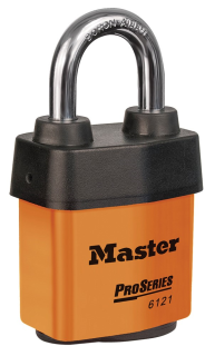 6121ORJ | Orange Pro Series padlock 6 pin cylinder - boron alloy shackle - Keyed Different main