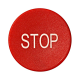 Button plate flat with inscription, red with white " STOP " main