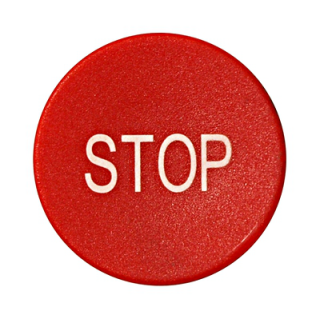 Button plate flat with inscription, red with white " STOP "