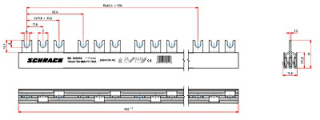 Fork Busbar for Auxiliary c. 3-p., L1/L2/L3/AUX, 16mmý,1m