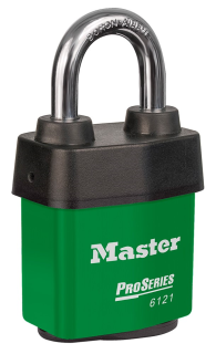 6121GRN | Green Pro Series padlock 6 pin cylinder - boron alloy shackle - Keyed Different main