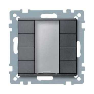 Push-button, 4-gang plus, anthracite, System M, Supply KNX 7.5 mA main