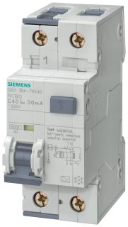RCBO, 10 kA, 1P+N, type A, 30 mA, C-char, In: 10 A, Un AC: 230 V, 5SU1354-7KK10, Siemens main