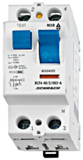 Residual current circuit breaker 40A, 2-p, 30mA,type A,6kA