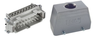 EPIC KIT H-BE 16 SS TG M25 kit: housing, straight cable entry, 4-bolt/2-lever locking system + male contact insert. main