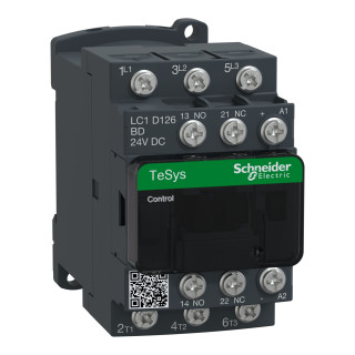 Contactor, TeSys Deca, 3P(3NO), AC-3/AC-3e, <=440V, 12A, 24V DC coil, lugs-ring terminals