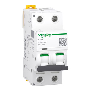 Automātslēdzis Acti9 iC60N 1PN C 25A MCB, Schneider Electric, A9F74625 main