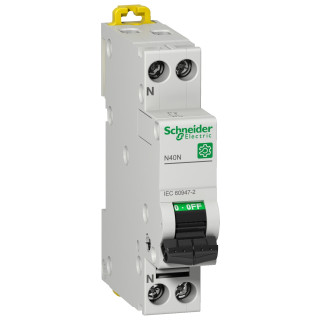 Miniature circuit breaker (MCB), Multi9 N40N, 1P+N, 6A, C curve, 10kA (IEC/EN 60947-2)