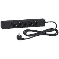 Trailing lead, Unica extend, 5 Schuko, swicthable,  USB type A+A, 3m cable, anthracite main