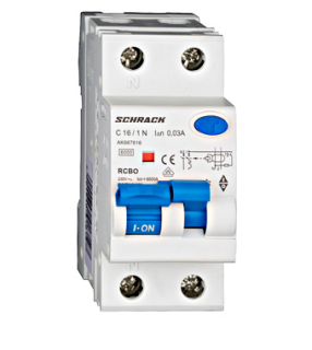 Residual current breaker with overcurrent protection (RCBO), 16A, 1P+N, 6kA, AK667616 Schrack Technik main