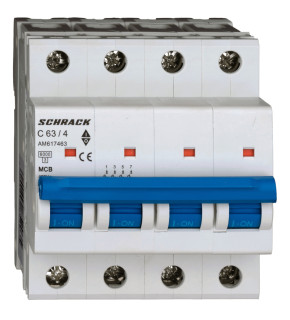 Circuit breaker (MCB) AMPARO 6kA, C ​​63A, 4-pole, Schrack Teknik, AM617463-- main