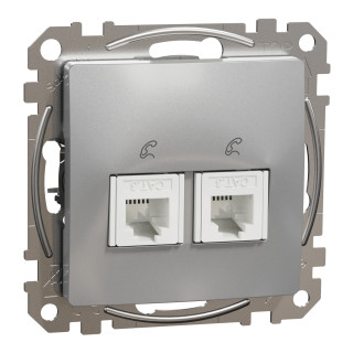 Telephone socket, Sedna Design & Elements, 2xRJ11, PRO, aluminium main