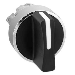 Head for selector switch, Harmony XB4, metal, black, 22mm, 2 positions, spring return from right to left main