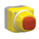 Complete control station, Harmony XALD, XALK, plastic, yellow lid, 1 illuminated emergency stop, white red fixed, turn to release, 1NO 1NC, 24V AC DC main