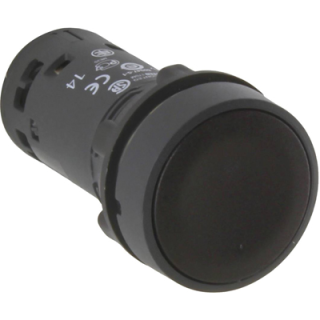 Monolithic push button, Harmony XB7, plastic, black, 22mm, spring return, unmarked, 1NO+1NC main
