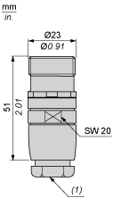 Male, M23, 19 pin, straight connector, cable gland Pg 13.5, XZCC23MDM190S alt_view_2