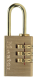 620EURD | Aluminium combination padlock with brass body finish - Brass plated steel shackle - 3 digit resettable combination main