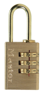 620EURD | Aluminium combination padlock with brass body finish - Brass plated steel shackle - 3 digit resettable combination main