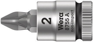 8755 A Pozidriv Zyklop bit socket, 1/4" drive, PZ 2 x 28 mm, 05003354001 Wera main