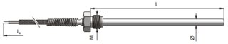 Датчик температуры с резьбой, PT100, 5 x 50mm, cable 2,5m, -40….400ºC, P-371 Czaki main
