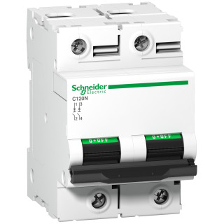 Miniature circuit breaker (MCB), Acti9 C120N, 2P, 63A, C curve, 10000A (IEC/EN 60898-1), 10kA (IEC/EN 60947-2)