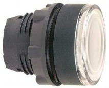 Head for illuminated push button, Harmony XB5, plastic, white flush, 22mm, universal LED, spring return, plain lens main