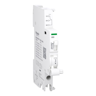 Auxiliary contact, Acti9 A9A, iSD, 1 C/O, 100mA to 6A, 24VAC to 415VAC, 24VDC to 130VDC, bottom connection