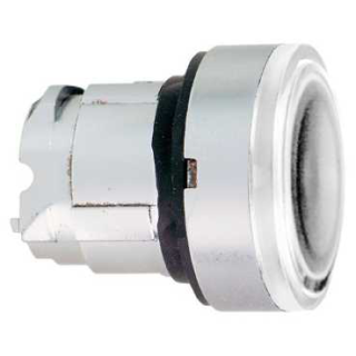 Head for illuminated push button, Harmony XB4, metal, white flush, 22mm, universal LED, spring return, plan lens main