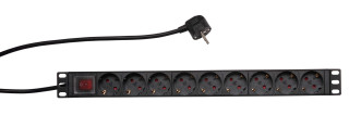 19" PDU, 9xSchuko 1HE 19" swit