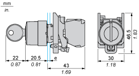 Pilnīgs selektora slēdzis, Harmony XB4 ATEX D, 22mm, atslēga 455, 2 pozīcijas 90grādi, palikt vietā, 1 NO, ATEX alt_view_2