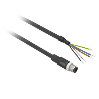 Pre wired connectors XZ, straight male, M12, 4 pins, cable PUR 0.5 m, XZCP1541L05