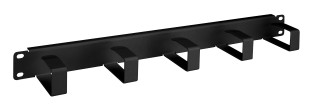 19" Cable management panel, 5 metal rings 80x40mm,1U,RAL9005, DBC14805B Schrack Technik