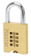 651EURD | Brass combination padlock - hardened steel shackle - double locking mechanism - push-up button - 4 digit resettable combination main