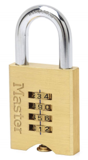 651EURD | Brass combination padlock - hardened steel shackle - double locking mechanism - push-up button - 4 digit resettable combination main