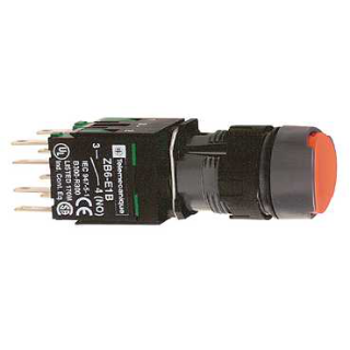Complete push button, Harmony XB6, red flush pushbutton, 16mm, spring return, 1NO + 1NC, unmarked main