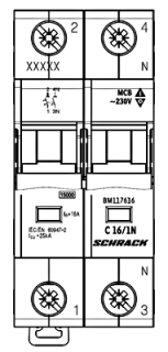 Automātslēdzis (MCB) C, 16A, 1+N, 25kA, Schrack Teknik, BM117616-- main