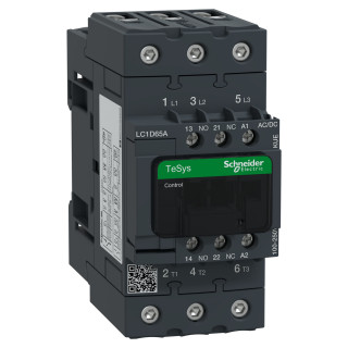 Contactor, TeSys Deca Advanced, 3P(3NO), AC-3/3e, <=440V, 65A, 100...250V AC/DC coil, EverLink BTR screws