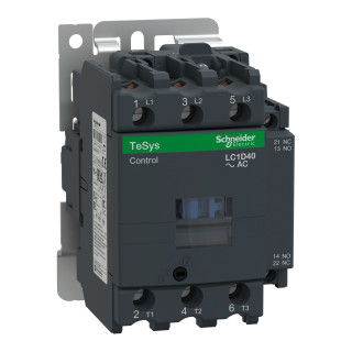 Contactor, TeSys Deca,3P(3NO),AC-3/AC-3e/<=440V 40A,230V AC 50/60Hz coil, screw clamp terminals