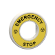 Illuminated ring 60mm, Harmony, plastic, yellow, red fixed integral LED, marked EMERGENCY STOP, 24V AC DC main