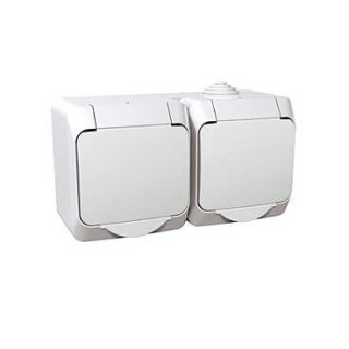 Cedar Plus - double socket-outlet sideE - 16A, shutters, white main