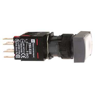 Complete illuminated push button, Harmony XB6, white rectang flush, 16mm, spring return 1NO 12...24V